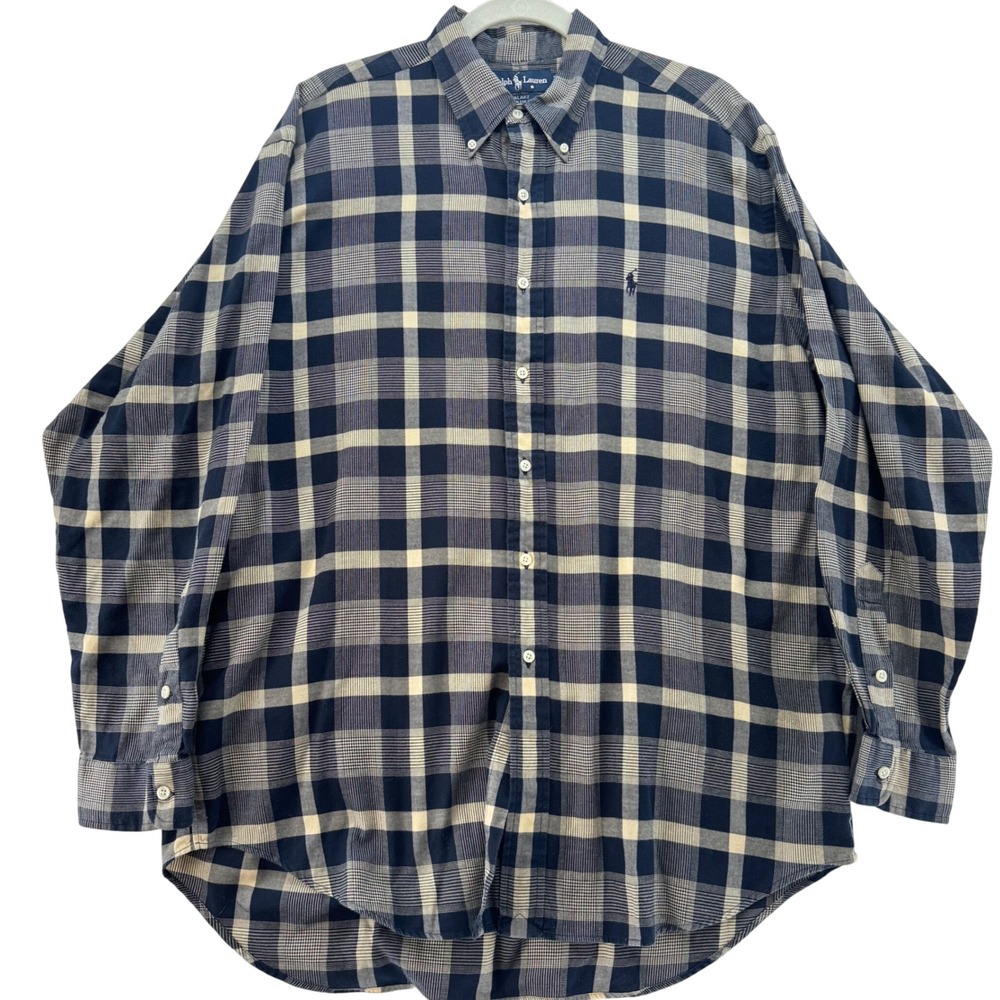 Ralph Lauren Blake Mens L Blue Plaid Long Sleeve Button Down Shirt Classic